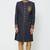 Navy blue hand embroidered jute sherwani for men