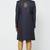 Navy blue hand embroidered jute sherwani for men
