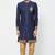 Navy blue hand embroidered art silk sherwani for men