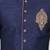 Navy blue hand embroidered art silk sherwani for men