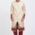 Cream hand embroidered brocade silk sherwani for men