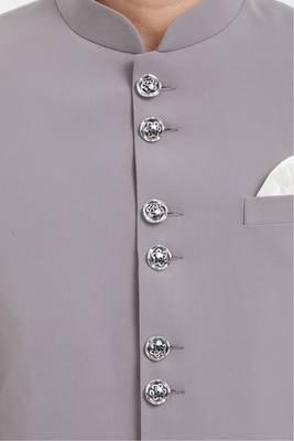 Grey solid imported armani sherwani for men 2