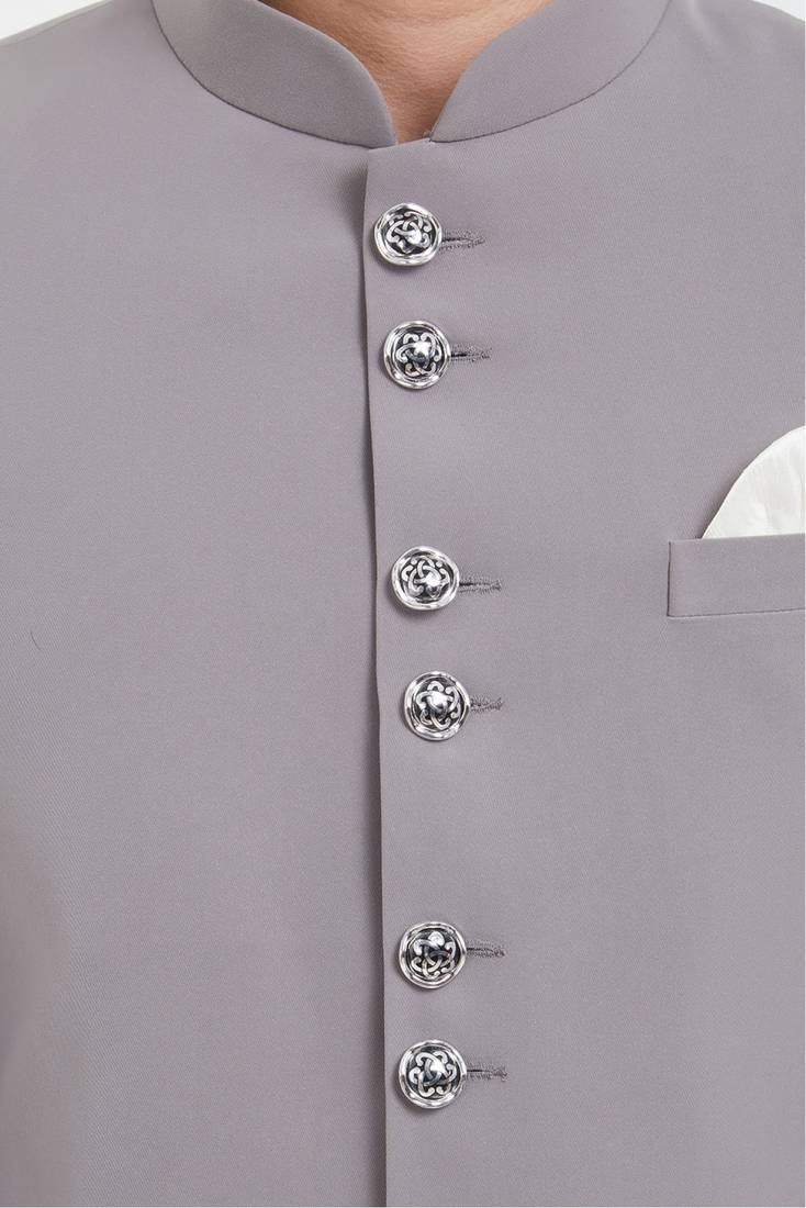 Grey solid imported armani sherwani for men