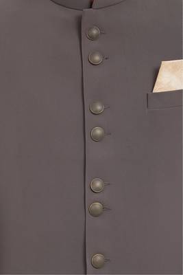 Dark grey solid imported armani sherwani for men 2