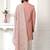 Peach hand embroidered teri rayon sherwani for men