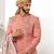 Peach hand embroidered teri rayon sherwani for men