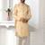 Dark fawn yellow hand embroidered teri rayon sherwani for men