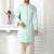 Pista green hand embroidered teri rayon sherwani for men