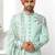 Pista green hand embroidered teri rayon sherwani for men