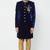 Navy blue hand embroidered velvet sherwani for men