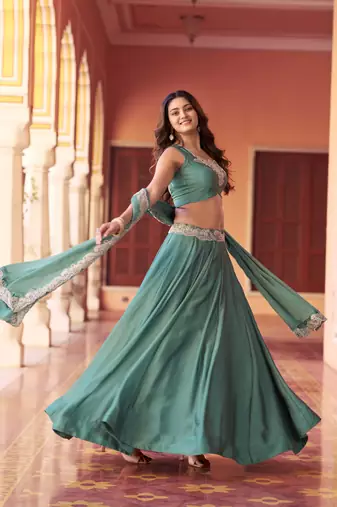 Bridesmaid Special Rangoli Silk Sequence & Thread Work Lehenga Choli