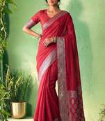 Traditional self print & heavy metallic zari border saree with blouse