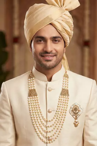  pearl beads dulha groom sherwani mala for   for wedding | layered mala | perfect for groom