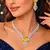 Stunning Citrine Yellow Crystal Necklace Earrings Set Radiant Emerald Cut Bridal Jewelry
