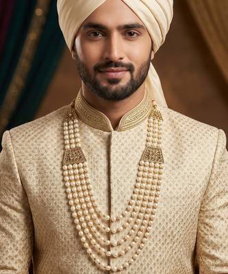   pearl beads dulha groom sherwani mala for   for wedding | layered mala | perfect for groom 5