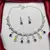 Multi-Gemstone Teardrop Statement Necklace and Earring Set, Silver-Tone Bridal Prom Jewelry