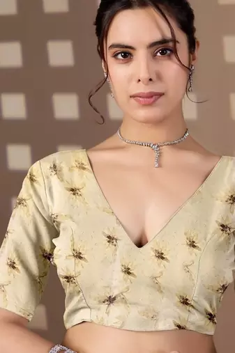 Elegant Off White Floral Print Saree for Women