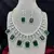 Emerald Green Crystal Bridal Jewelry Set, Silver Wedding Necklace Earrings