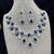 Royal Blue Pear Cut Crystal Bridal Necklace Earrings Set, Silver Wedding Choker Pageant Prom
