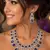 Amethyst Purple Bridal Jewelry Set: Silver Teardrop Crystal Necklace, Earrings, Maang Tikka