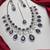 Amethyst Purple Bridal Jewelry Set: Silver Teardrop Crystal Necklace, Earrings, Maang Tikka