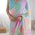 sky blue  georgette foil print  saree