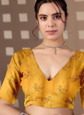 Elegant Yellow Floral Print Saree for Women 5