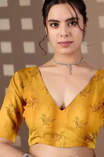 Elegant Yellow Floral Print Saree for Women
