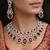Red Pear Cut Crystal Bridal Jewelry Set: Necklace, Earrings, Maang Tikka – Victorian Style Gala
