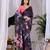 Elegant Black Floral Print Saree for Women