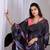 Elegant Black Floral Print Saree for Women