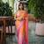 Orange And Pink Color Handwork and Sequence Work Satin Saree