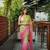 Parrot Green And Pink Color Handwork and Sequence Work Satin Saree