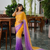 Yellow Color Handwork and Sequence Work Satin Saree