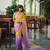 Yellow Color Handwork and Sequence Work Satin Saree