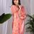 Elegant Peach Floral Print Saree for Women