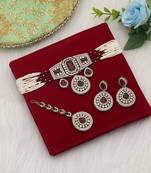 Maroon color choker kundan necklace set