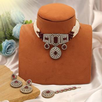 Rani color choker kundan necklace set 2