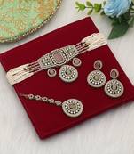 Pink & pista green color choker kundan necklace set