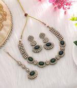 Green color kundan necklace set