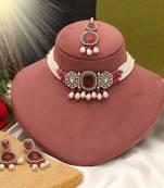Rani color choker kundan necklace set