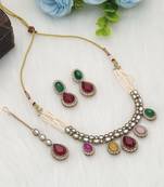 Multi color kundan necklace set