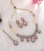 Light pink color kundan necklace set