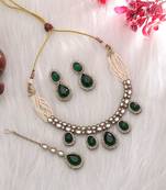 Green color kundan necklace set