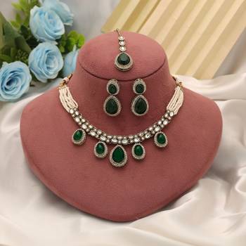 Green color kundan necklace set 2