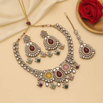 Multi color kundan necklace set 1
