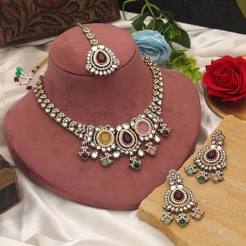 Multi color kundan necklace set 2