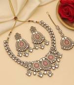 Light pink color kundan necklace set