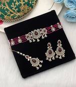 Rani color choker kundan necklace set