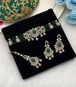 Green color choker kundan necklace set